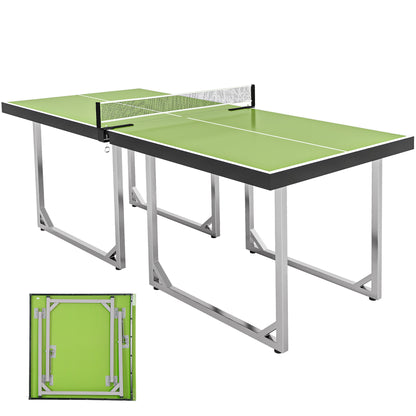 6ft Table Tennis Table, Ping Pong Table with Net, Foldable and Portable Ping Pong Set for Indoor Use, Easy Assemble, Midsize