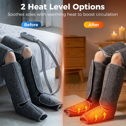 Leg Massager with Heat, Compression, 3 Auto Modes & 3 Intensities, Foot and Calf Massage Machine