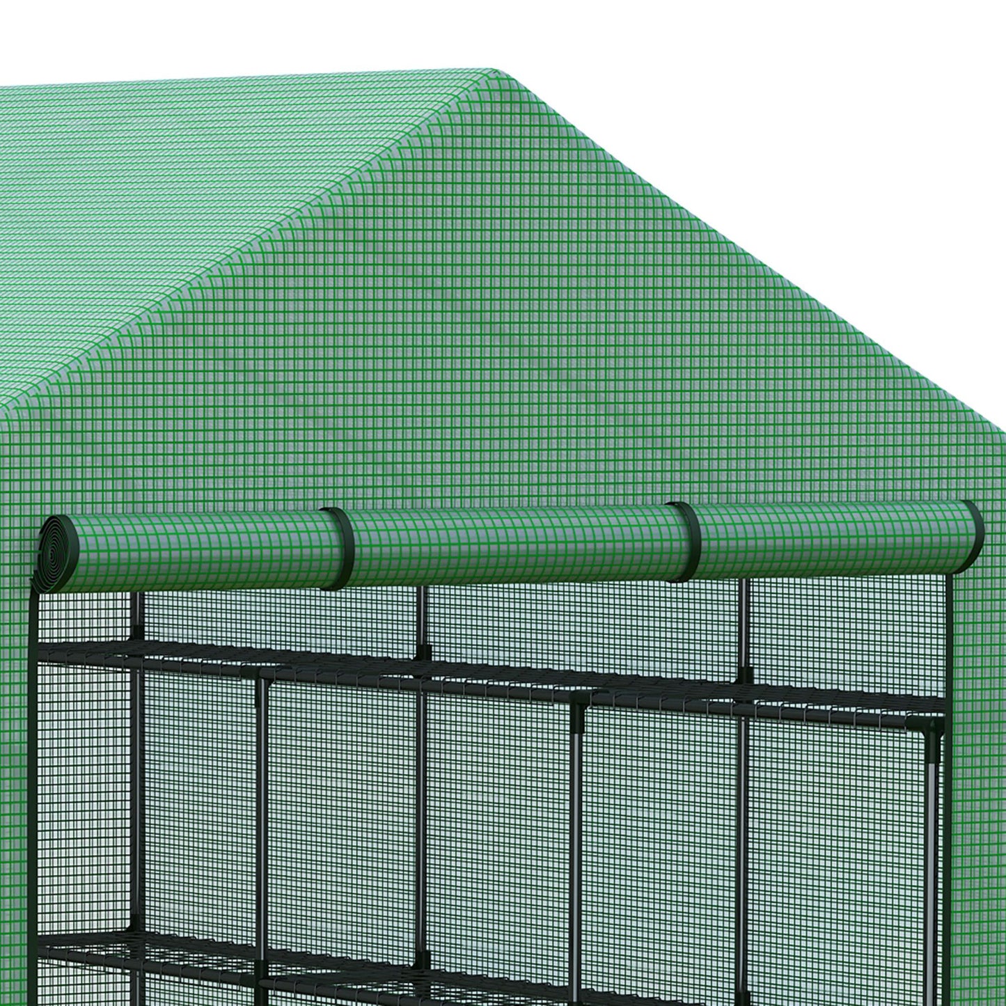 Walk-in Greenhouse with 4 Tier 24 Shelves, Portable Grow House with Roll-up Zipped Door, 244 x 180 x 210cm, Green