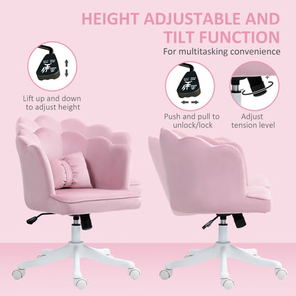 Velvet-Feel Petal Back Office Chair - Pink