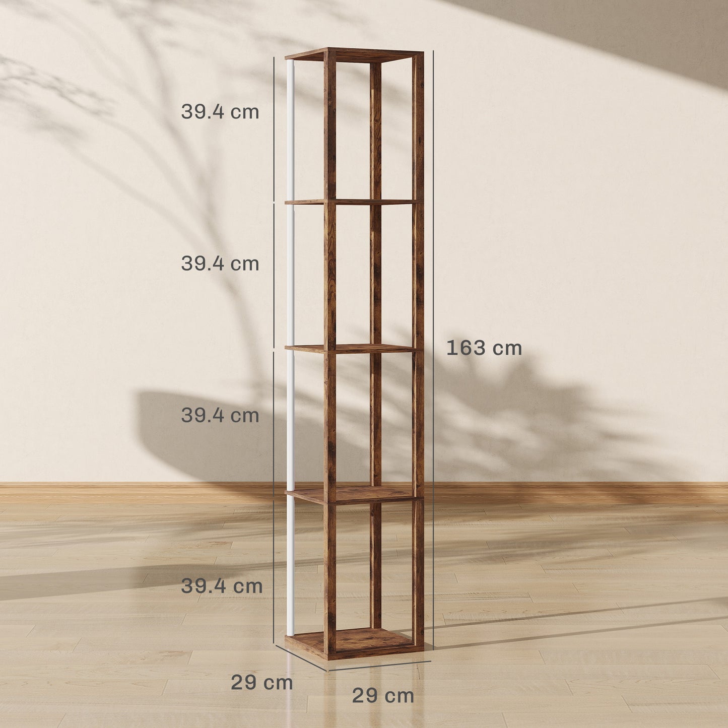 RGB LED Floor Lamp with Shelves, Modern Dimmable Standing Lamp with Remote Control