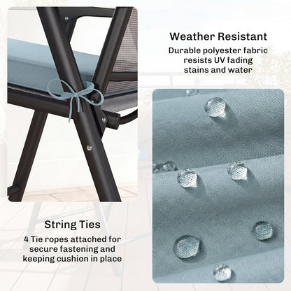 Set of 6 Chair Cushion Seat Pads Dining Chair w/ Straps, Indoor Outdoor Removable Tie On Garden Patio, Light Grey