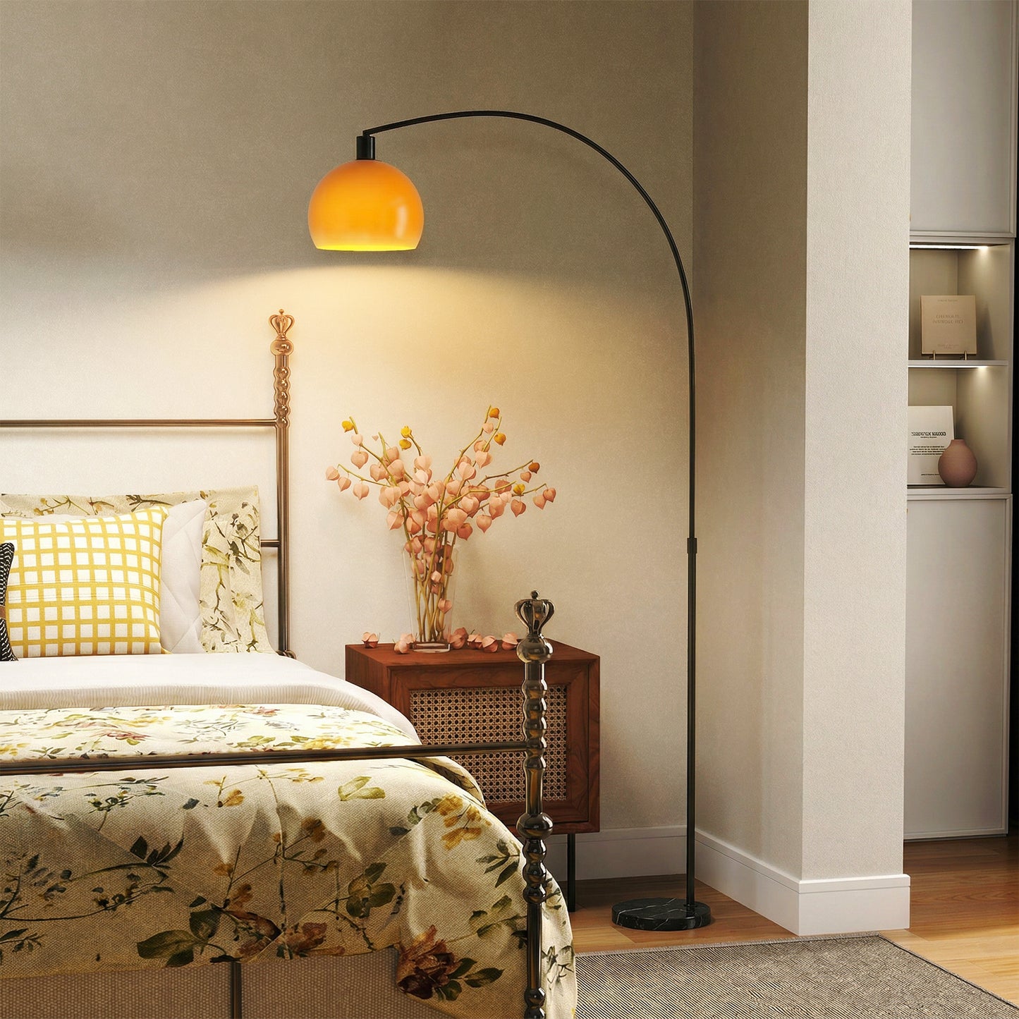Floor Lamp for Living Room, Modern Standing Lamp with Shade & Foot Switch for Bedroom, Office, Black
