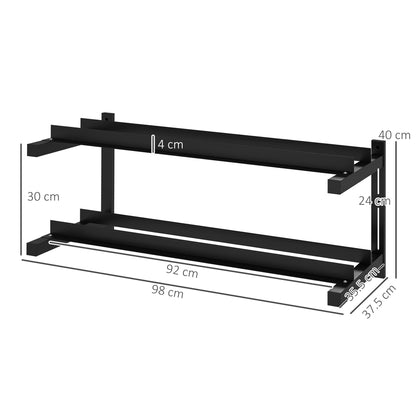 Wall-Mounted Dumbbell Rack, 2-Tier Weight Stand, Space-Saving and Multi-Functional Steel organiser for Home Gym, Black