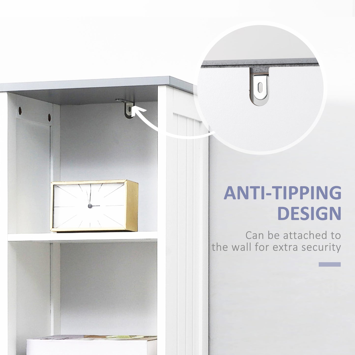 Tall Bathroom Storage Cabinet with 3 Tier Shelf, Cupboard, Drawer, Door, Freestanding Linen Tower, Slim Side Organizer, White
