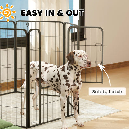Six-Panel Dog Playpen with Door, for Large Dogs, Indoors, Outdoors, 100cm Tall, Black