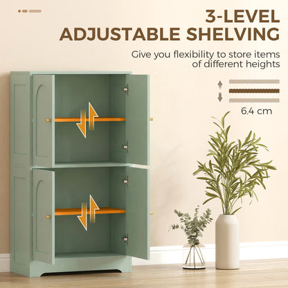 4-Door Kitchen Storage Cabinet with Adjustable Shelves - Green