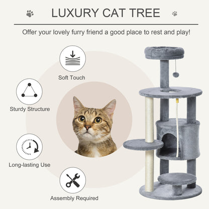 Cat Tree Tower for Indoor Cats 112cm Climbing Kitten Activity Center