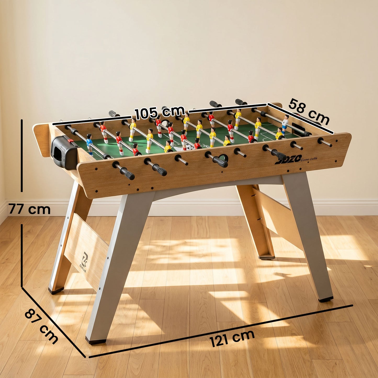 4ft Table Football, Foosball Game Table with 22 Players, 2 Balls and Manual Scorers for Family, Natural Wood Finish