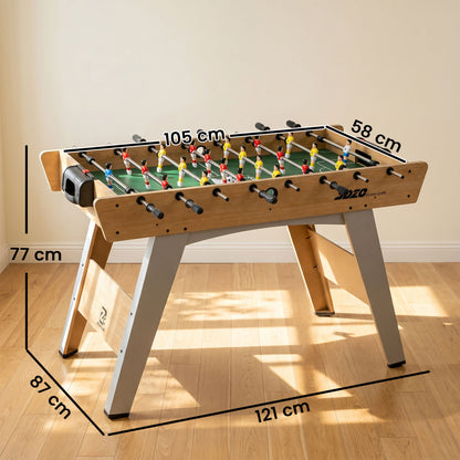 4ft Table Football, Foosball Game Table with 22 Players, 2 Balls and Manual Scorers for Family, Natural Wood Finish