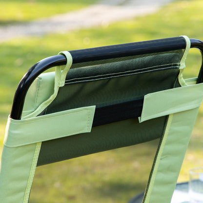 Folding Garden Chairs Set of 2, 5-Position Recliner Camping Chair with High Back for Patio, Picnic, Green