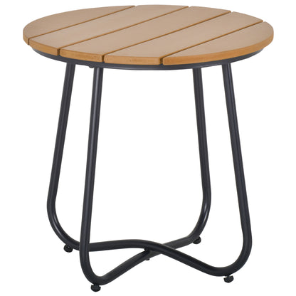 Round Outdoor Side Table Adjustable Leg Pads Garden Table 49 x 49 x 48 cm Natural Wood & Black