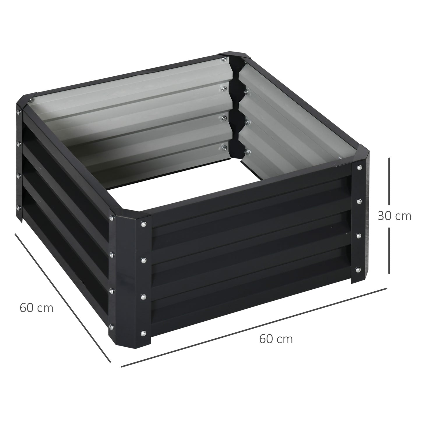 Set of Two 60 x 60cm Steel Planter Boxes - Grey