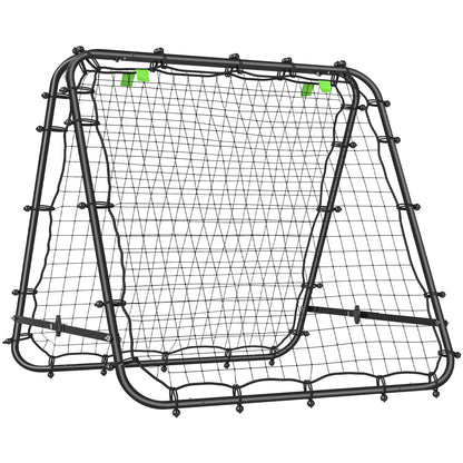 Double Sided Football Rebounder Net, Football Rebound Goal with Five Adjustable Angles, Black