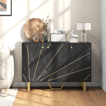 Sideboard Storage Cabinet, Modern Storage Cupboard with Adjustable Shelves and Metal Legs for Living Room, Kitchen