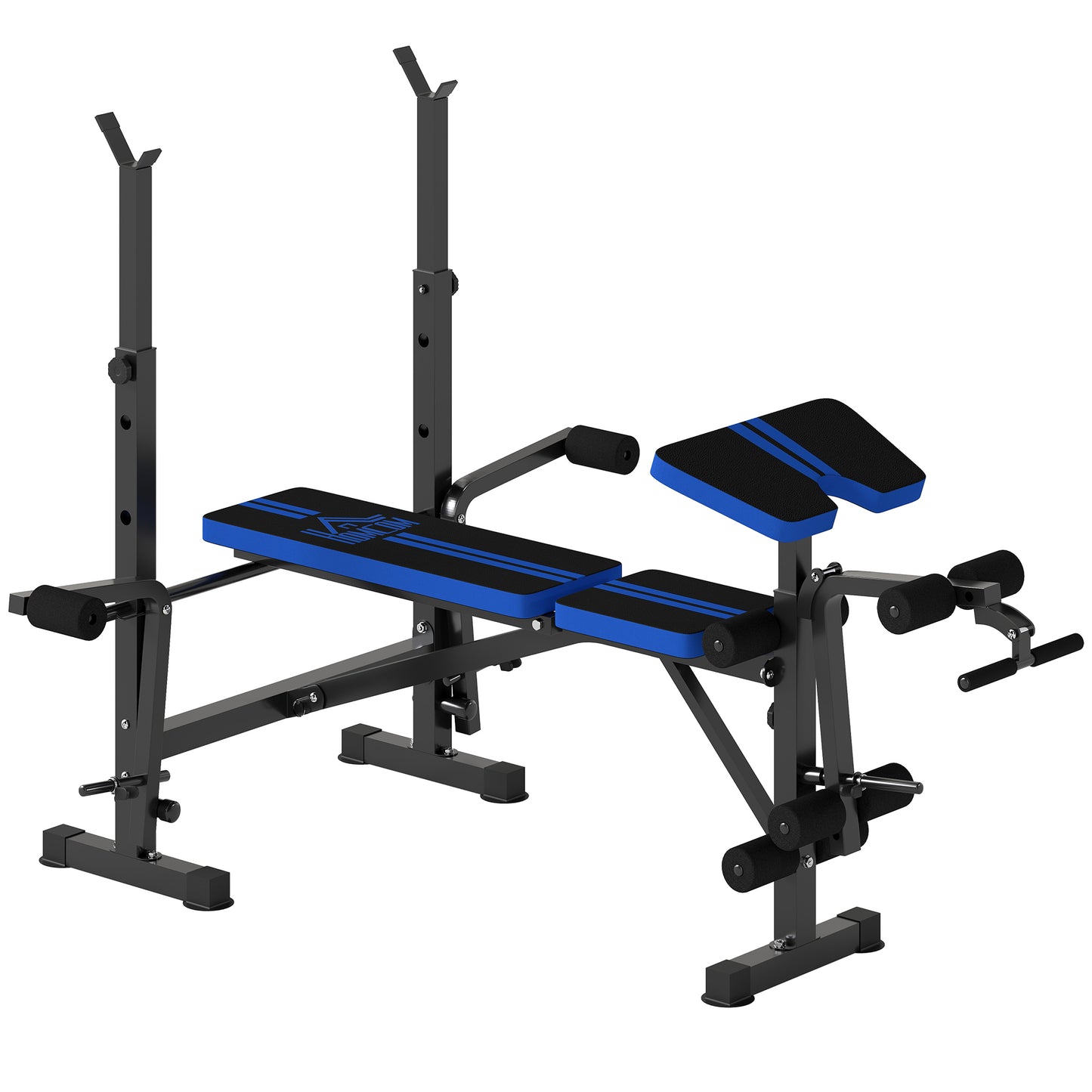 Adjustable Weight Bench with Leg Extension, Barbell Rack, Preacher Curl Pad, Butterfly