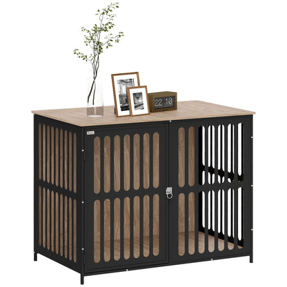 Dog Crate Furniture with Anti-Chew Resistant Mesh, Anti-Escape Single Door, for Large Dogs, 100 x 60 x 81.5 cm