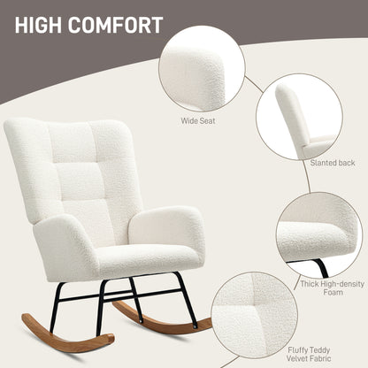 Teddy Fleece Rocking Chair - Cream White