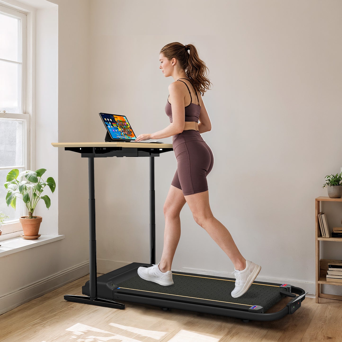 2.5HP Walking Pad, 1-6km/h Folding Treadmill with Remote Control and LED Display for Home Gym Office, Orange