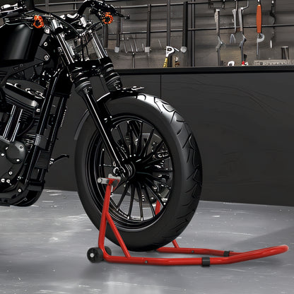 Front Motorcycle Paddock Stand Motorbike Stand with Anti-Slip Mat, Adjustable Pin and Swingarm Spool Adaptors
