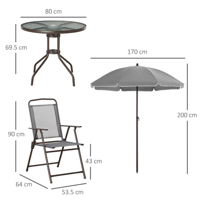 6 Piece Garden Dining Set with Umbrella, Outdoor Dining Sets with Parasol