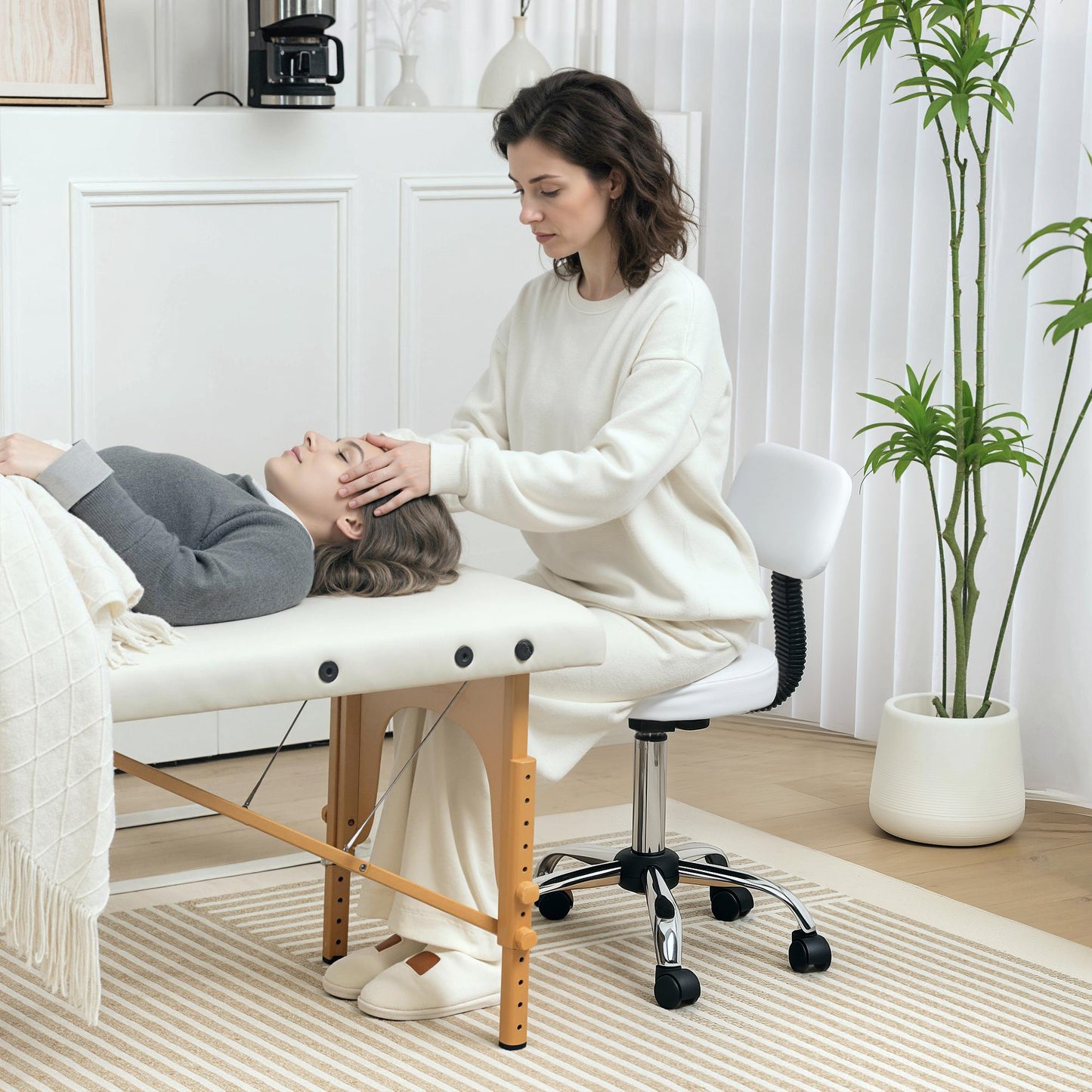 360° Swivel Seat Salon Stool - White