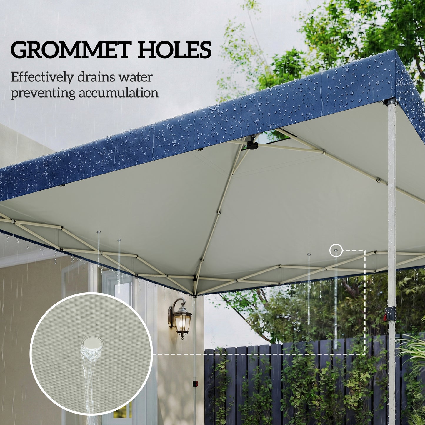 Gazebo Roof Replacement UV50+ Waterproof Pop Up Canopy Cover with 8 Drainage Holes 3 x 3 m Blue