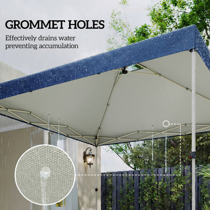 Gazebo Roof Replacement UV50+ Waterproof Pop Up Canopy Cover with 8 Drainage Holes 3 x 3 m Blue