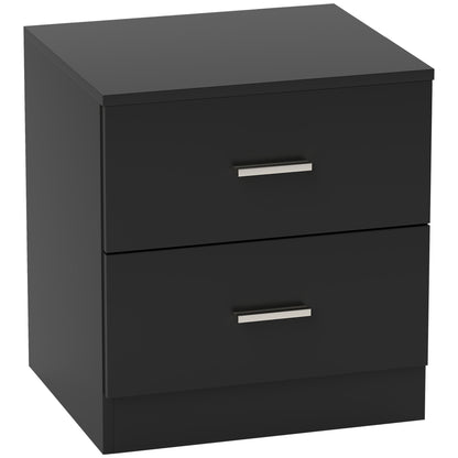 Modern Bedside Table, Beside Cabinet with 2 Drawers, for Bedroom, Living Room, Black