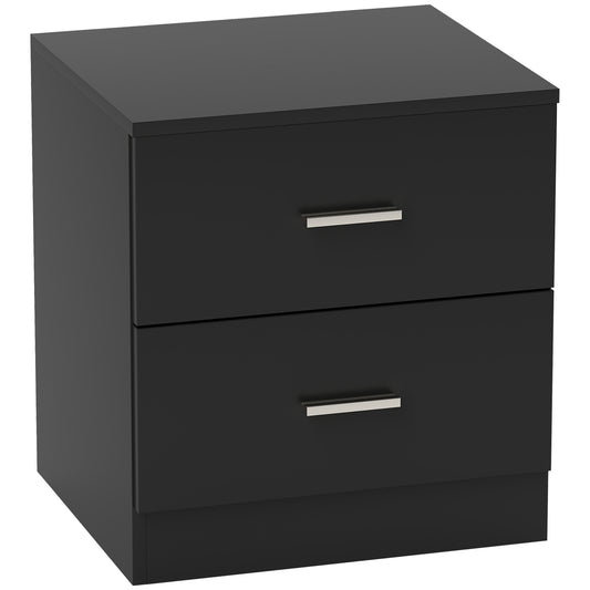 Modern Bedside Table, Beside Cabinet with 2 Drawers, for Bedroom, Living Room, Black