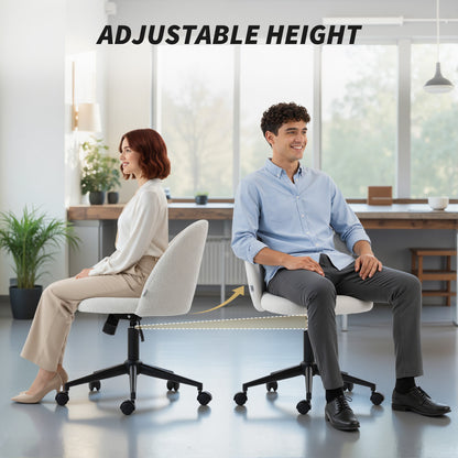 Teddy Fleece Office Chair with Wheels - Cream White