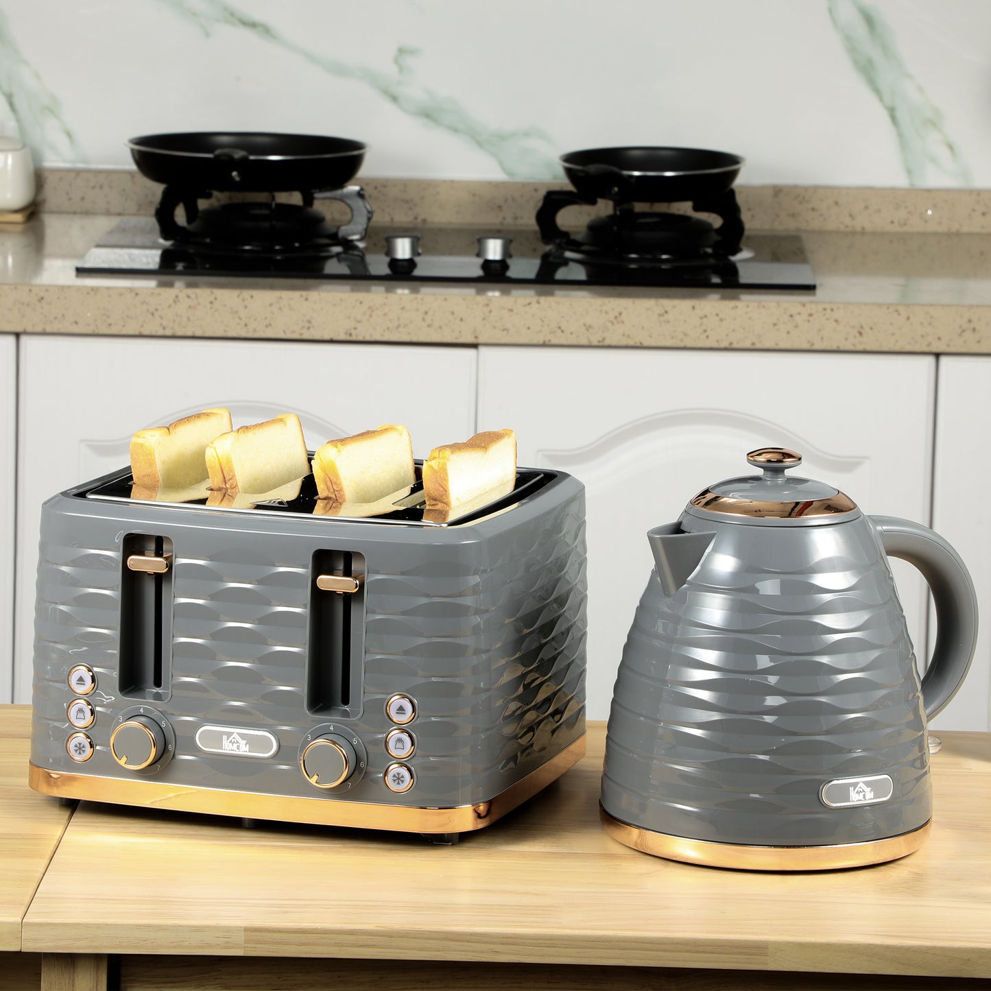 Four-Slice Rippled Toaster - Grey