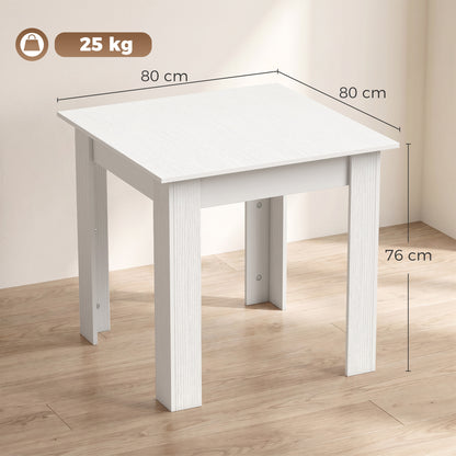 Square Dining Table, Modern Small Dining Table with Wood Effect, Space Saving, Non-slip Foot Pads, White