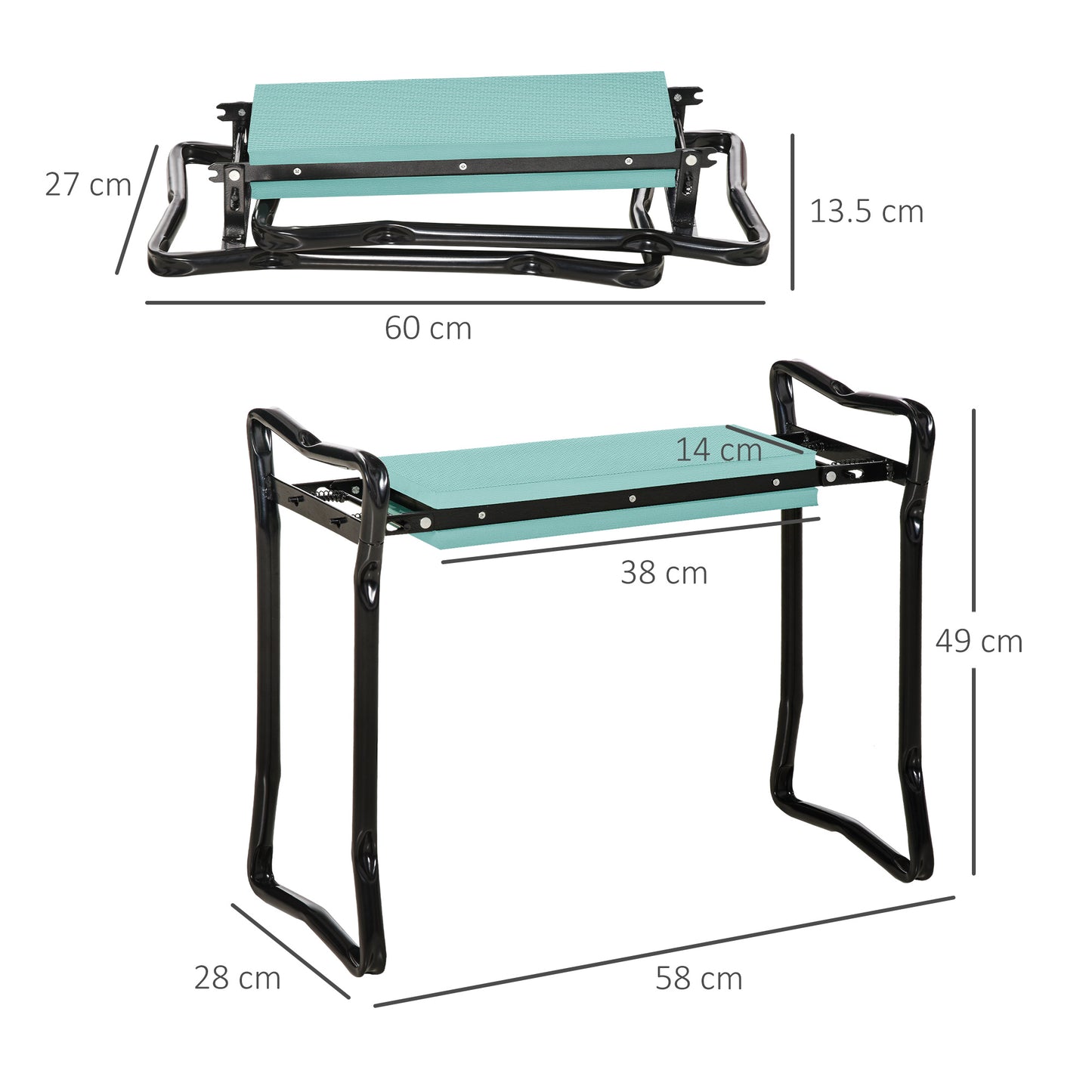 2 In 1 Garden Kneeler Seat Kneeling Pad Support Bench Foldable Knee Protector, Green