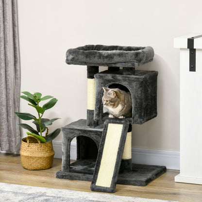 Cat Tree for Indoor Cats 81cm Cat Scratching Post Scratch Board Kitten Tower Climbing Frame, Black