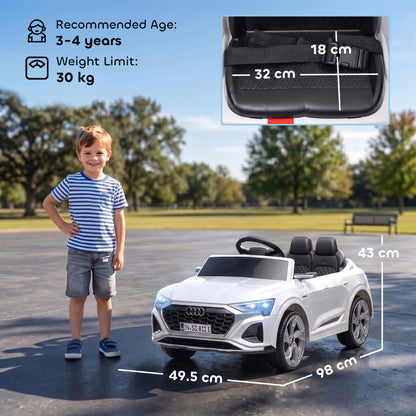 Audi Q8 etron Sportback Licensed Ride on Car with Remote Control, Four-Wheel Suspension, Soft Start for Ages 3-4, White