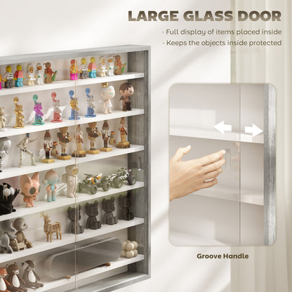 Six Shelf Display Cabinet, with Glass Doors - Graphite Wood Effect