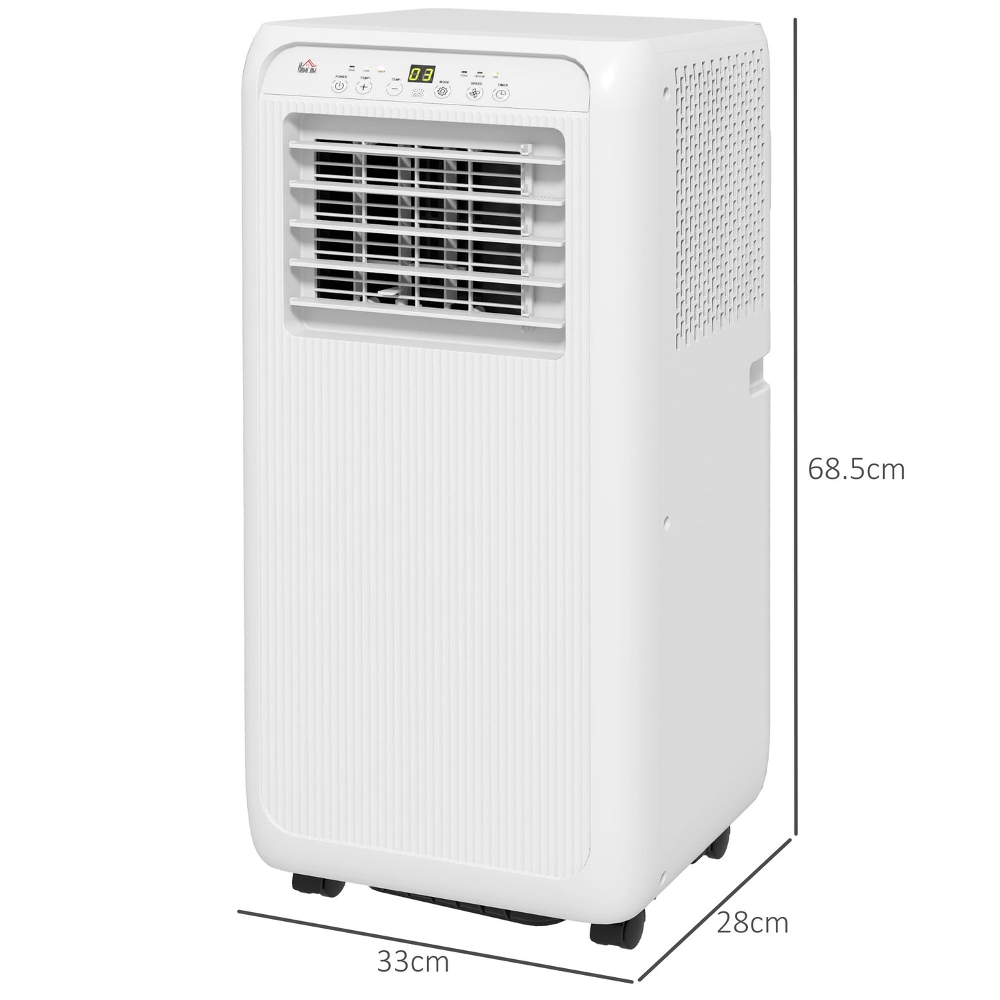 9,000 BTU Mobile Air Conditioner for Room up to 28m², with Dehumidifier, 24H Timer, Wheels, Window Mount Kit