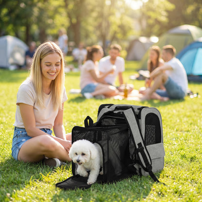 Dog Carrier Backpack Expandable, Breathable Pet Carrier Bag for Small Puppy Cat with Reflective Strip for Travel Hiking