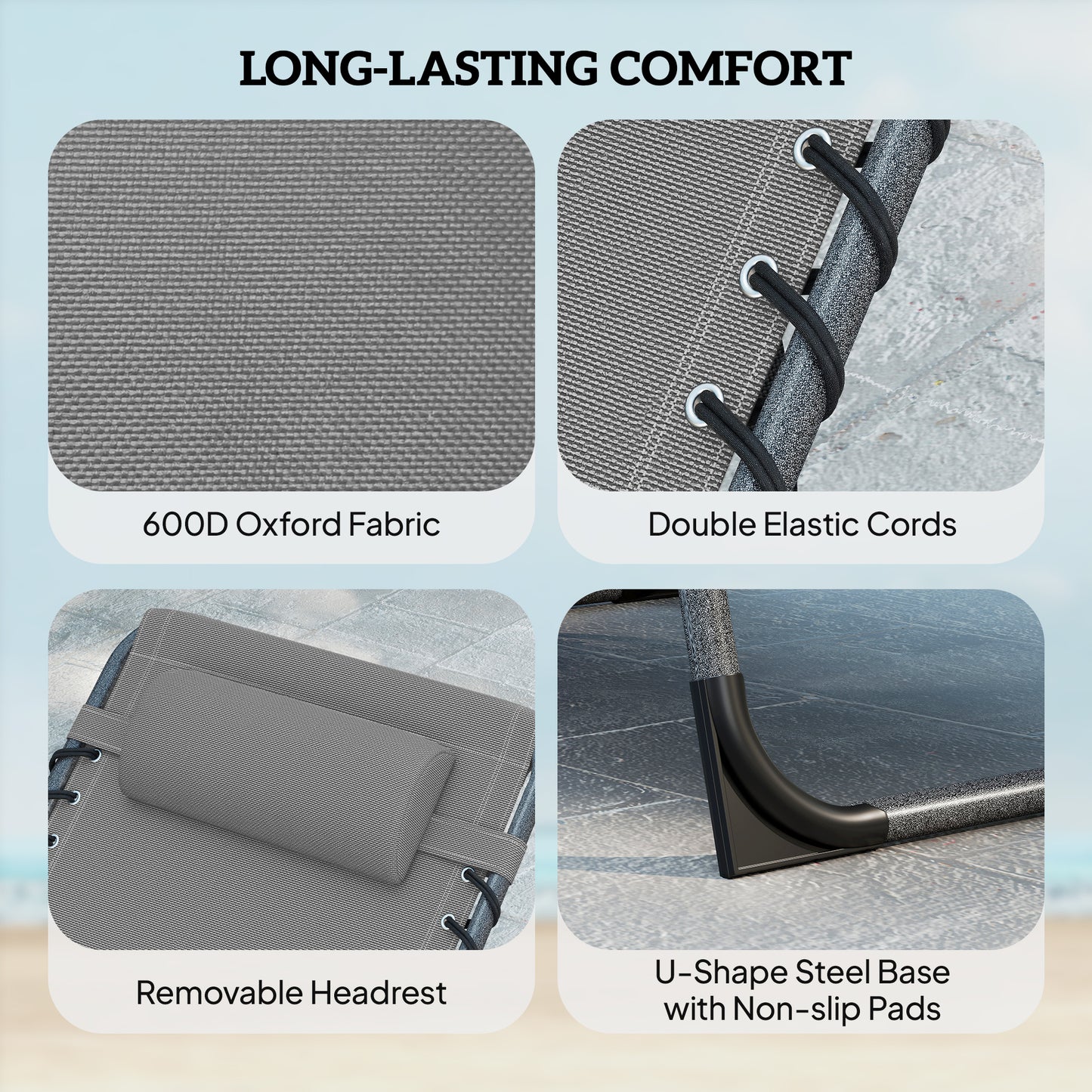 Five-Position Reclining Sun Loungers Set of 2 - Grey
