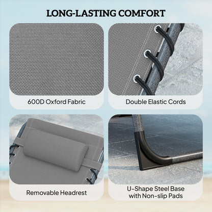 Five-Position Reclining Sun Loungers Set of 2 - Grey