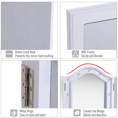 Trifold Tabletop Mirror, 73x53.5cm Makeup Mirror Large Cosmetic w/16 LED Lights Powered by Batteries, Foldable For Bedroom