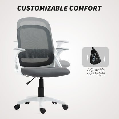 Breathable Mesh Office Chair, Ergonomic Swivel Computer Chair with Flip-up Armrests, Lumbar Back Support for Home/Office