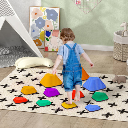 11-Piece Heart-Shaped Kids Balance Stepping Stones and Motor Skills, Multicoloured