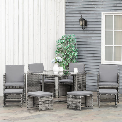 8-Seater Rattan Furniture Set Wicker Weave Patio Dining Table Seat