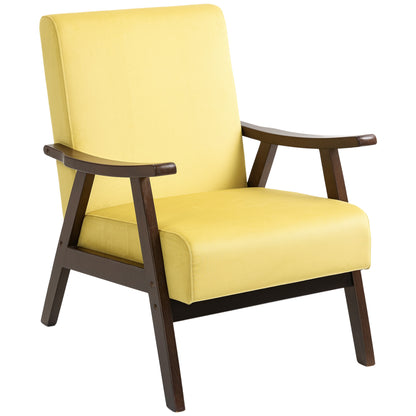 Nordic Accent Chair, Upholstered Velvet Armchair with Solid Wood Frame and Soft Thick Padded for Living Room, Bedroom