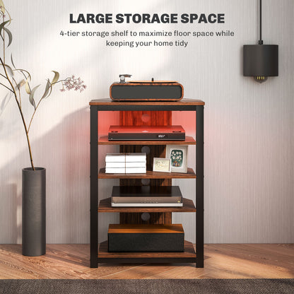 4-Tier Corner TV Stand with Storage, LED Lights, Cable Management, Small Entertainment Centre for TVs up to 29"