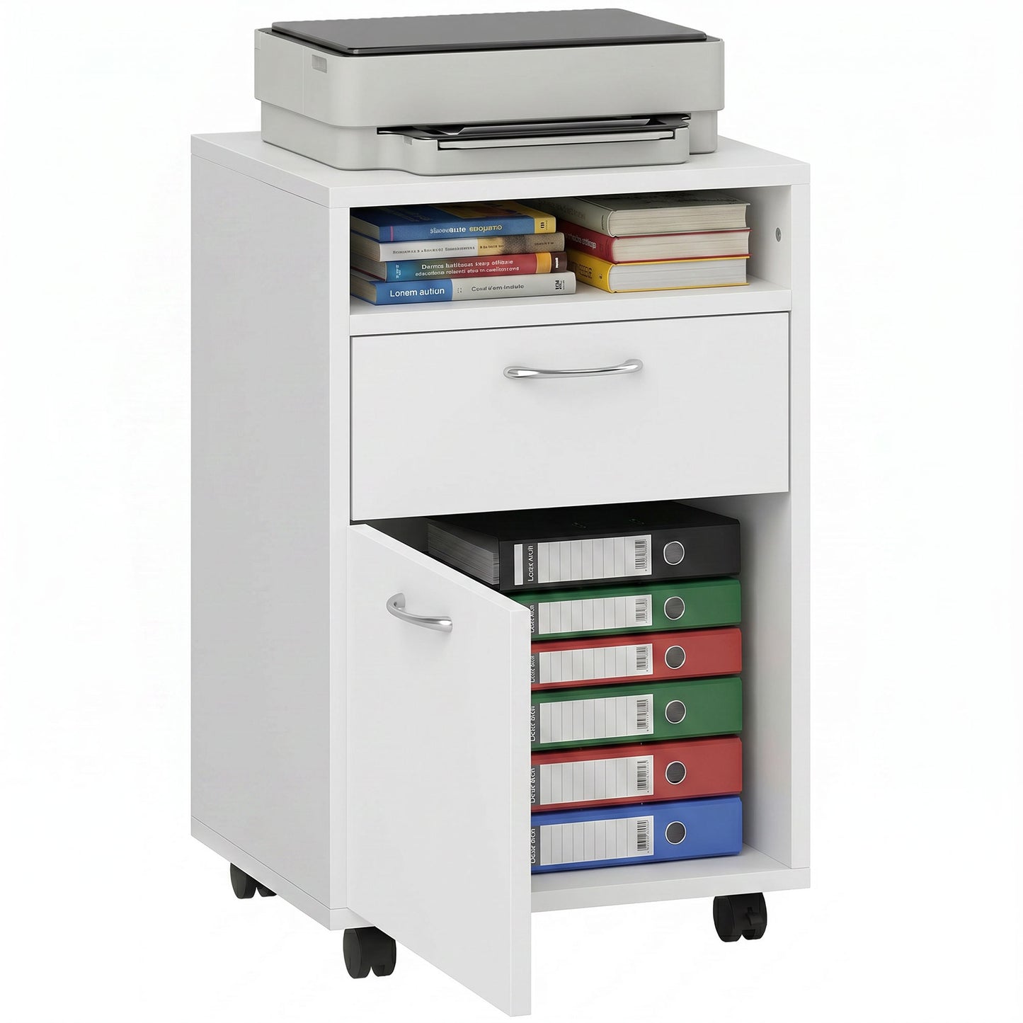 Filing Cabinet, Mobile File Cabinet with 2 Lockable Drawers, Office Home Organiser on Wheels for A4