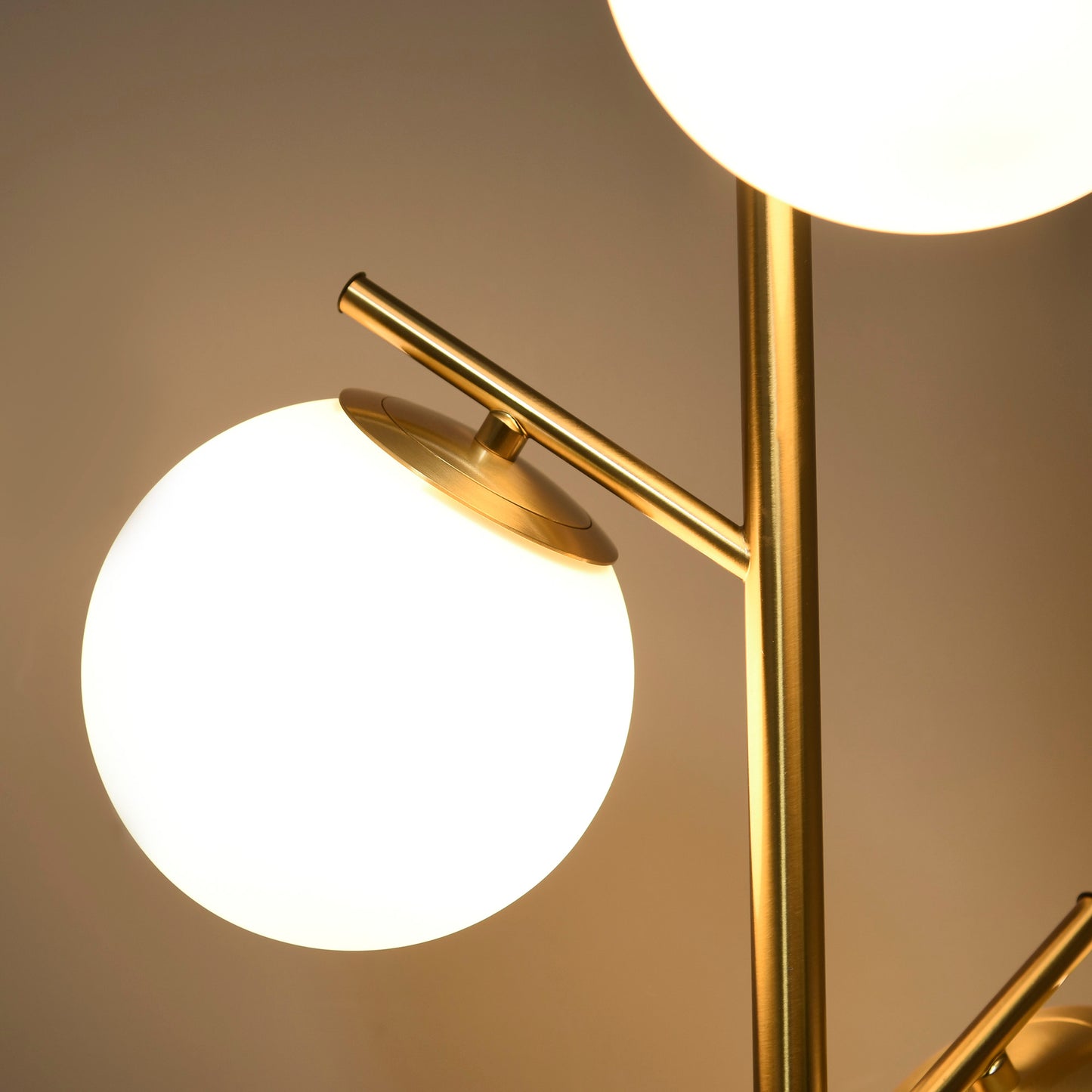 3-Light Tree Floor Lamps for Living Room, Modern Standing Lamp for Bedroom with Globe Lampshade, Steel Base