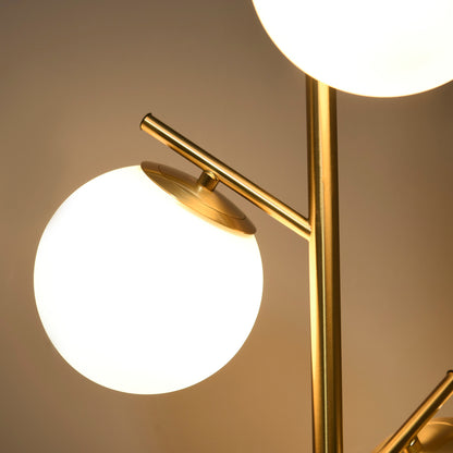 3-Light Tree Floor Lamps for Living Room, Modern Standing Lamp for Bedroom with Globe Lampshade, Steel Base